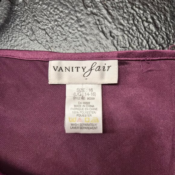 Vintage Y2K Vanity Fair Satin Lace Cami – Purple Slip Top, Size 16 Layering Top - Picture 3 of 3